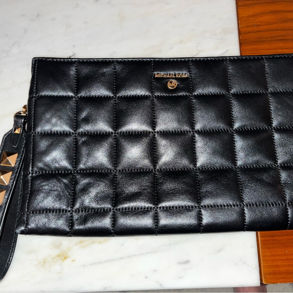 Michael Kors Black Quilted Wristlet